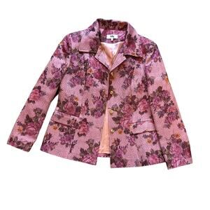 Gorgeous Rare Lilly Vintage Blazer Pink Floral Jacquard Women's Medium/Large